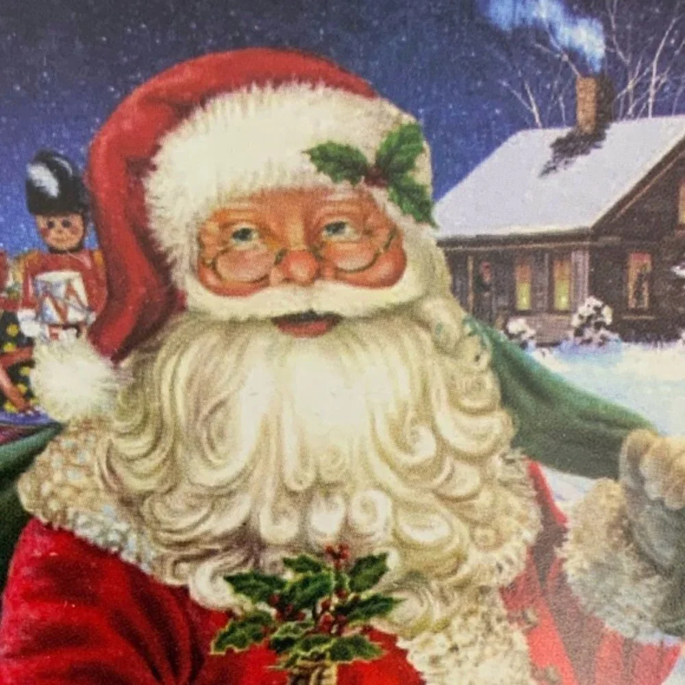 Christmas Santa Flag Banner Garden Flag with Pole Complete Set 11.75 in x 18 in